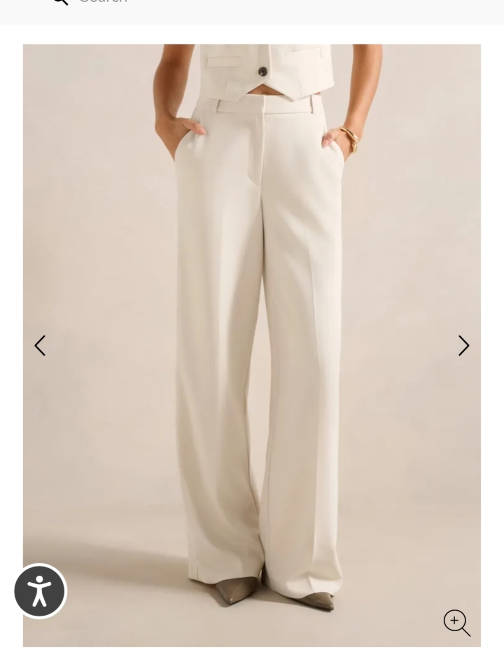 Ever New Cream Wide-Leg Tailored Trousers
